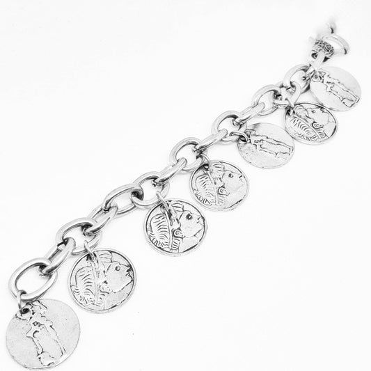 Pulsera monedas plateada - Evam Joies