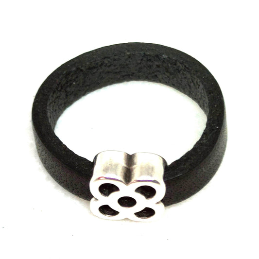 Anillo cuero negro Bcn - Evam Joies