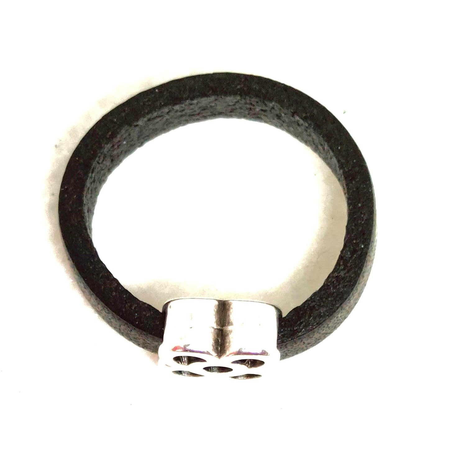 Anillo cuero negro Bcn - Evam Joies