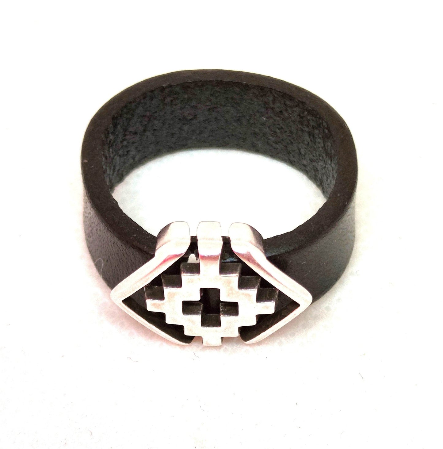 Anillo de cuero geométrico unisex - Evam Joies