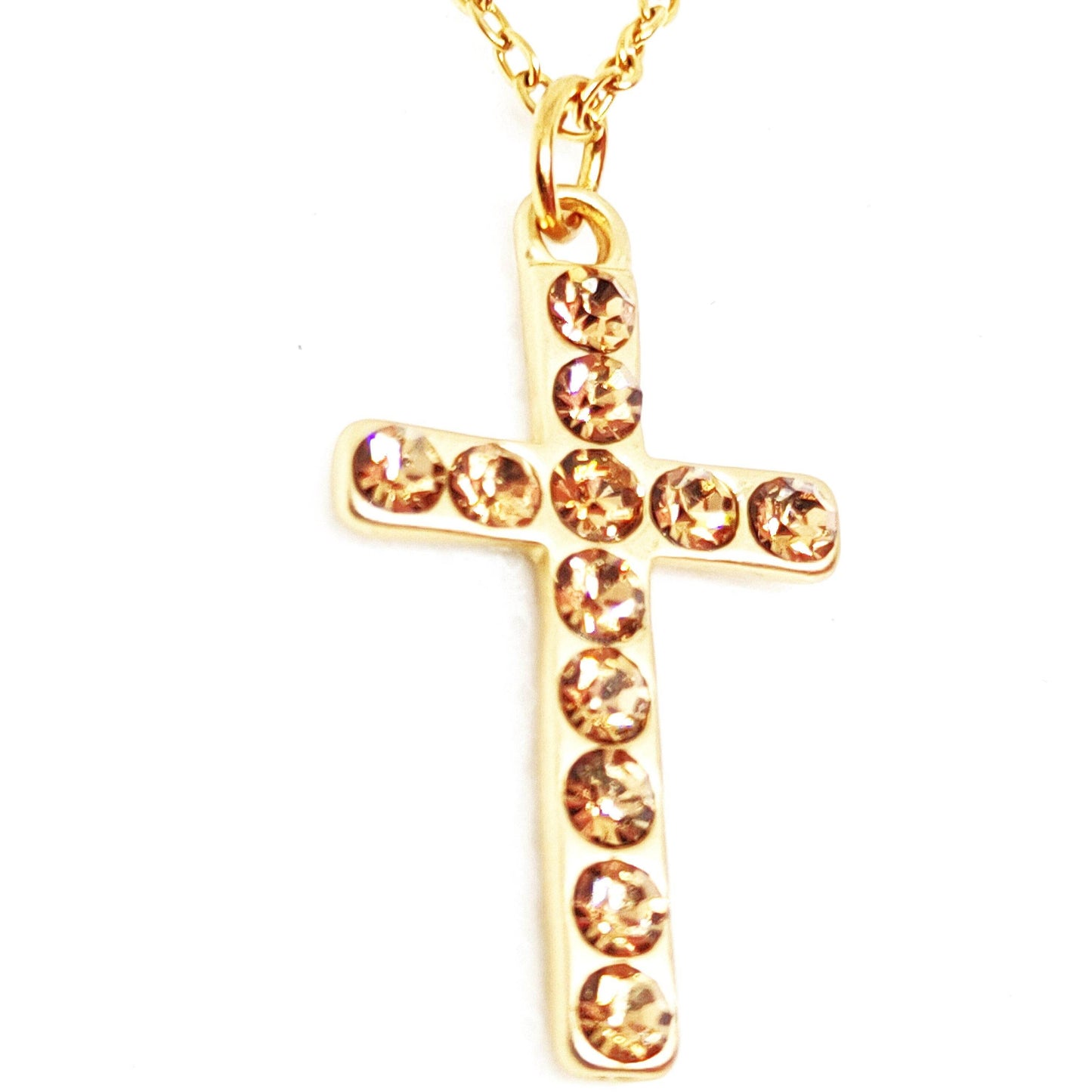 Collar cruz brillante dorada - Evam Joies