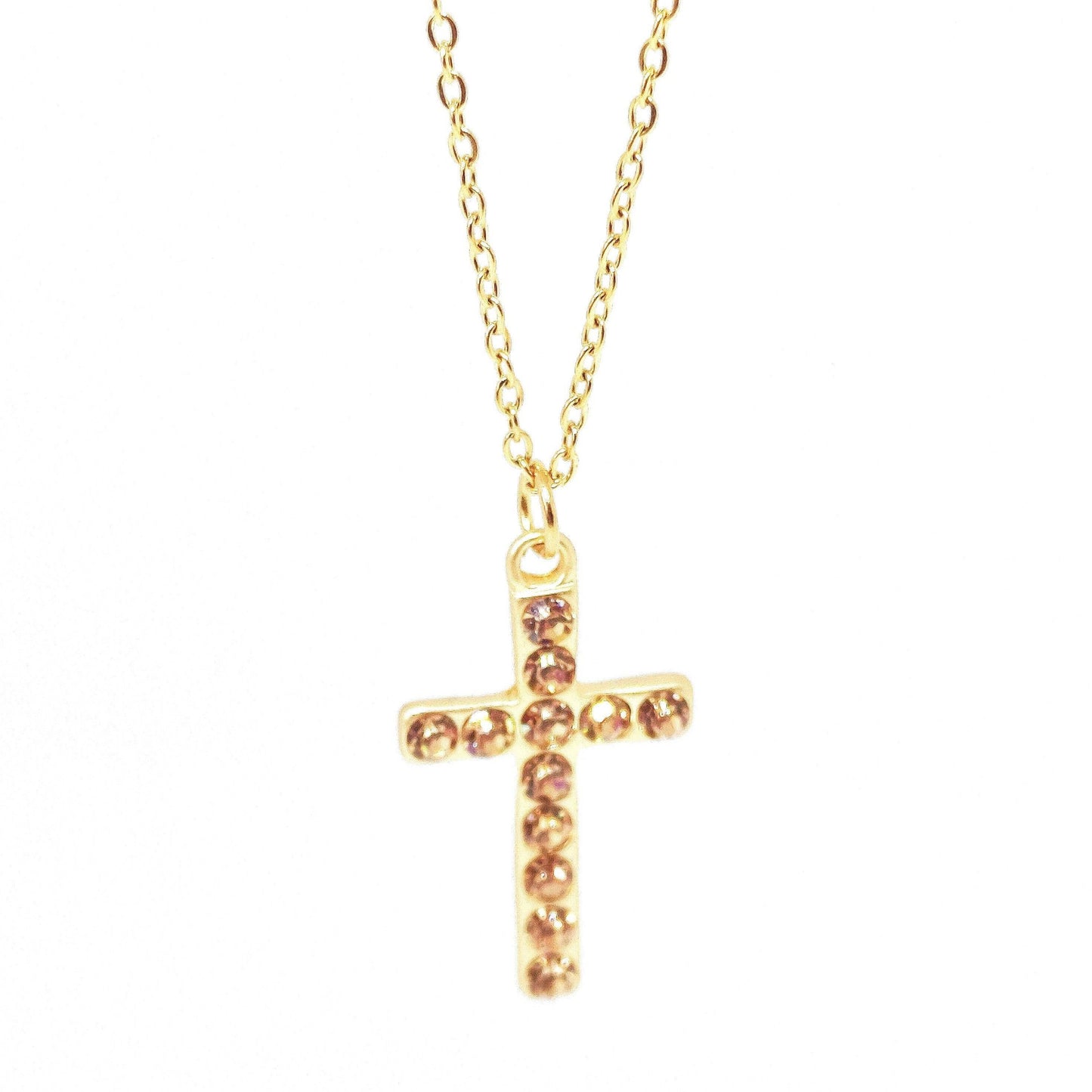 Collar cruz brillante dorada - Evam Joies
