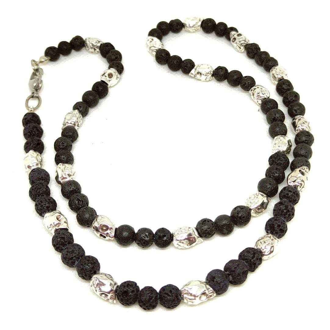 Collar calaveras y bolas negras - Evam Joies