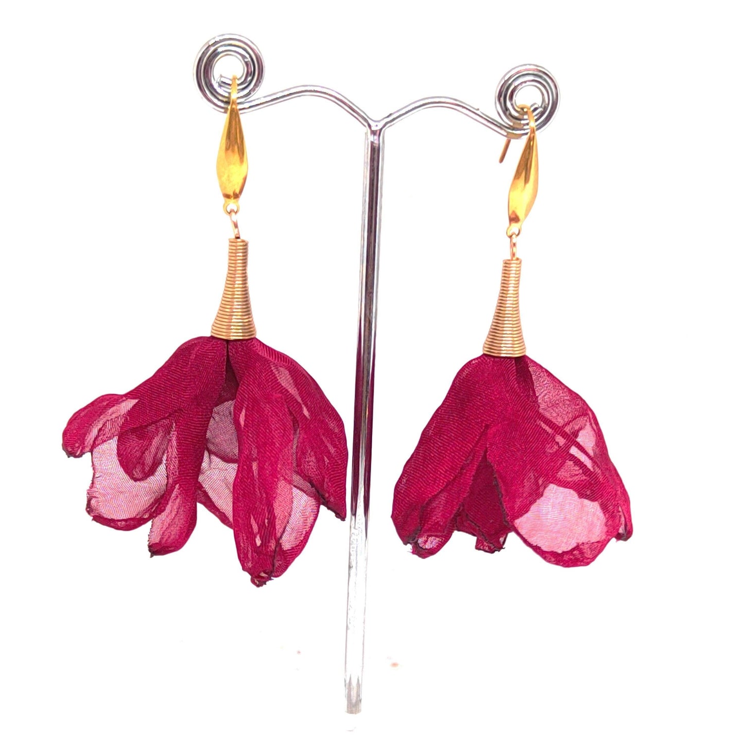 Pendientes flor de seda 8 colores - Evam Joies