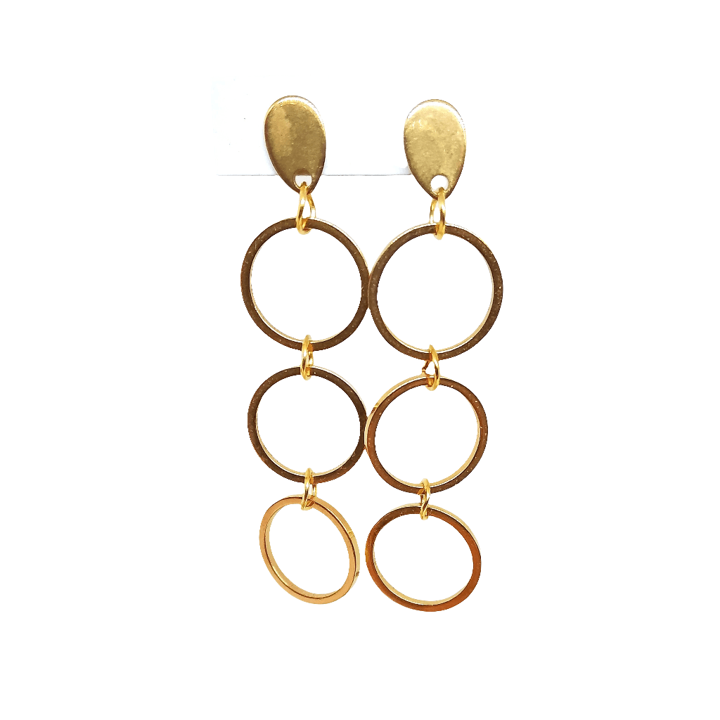 Pendientes largos aros dorados - Evam Joies