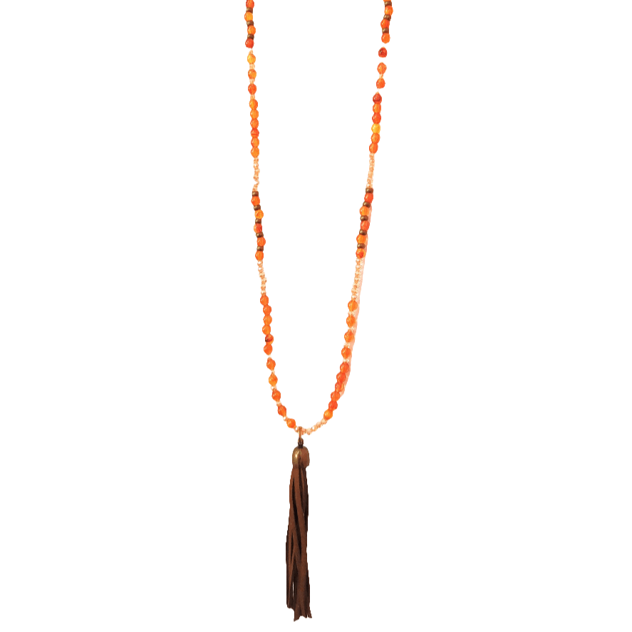 Collar largo con borla ámbar sintético - Evam Joies