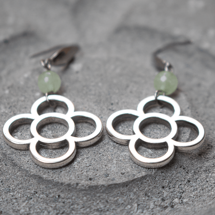 Pendientes largos flor panot plateados - Evam Joies