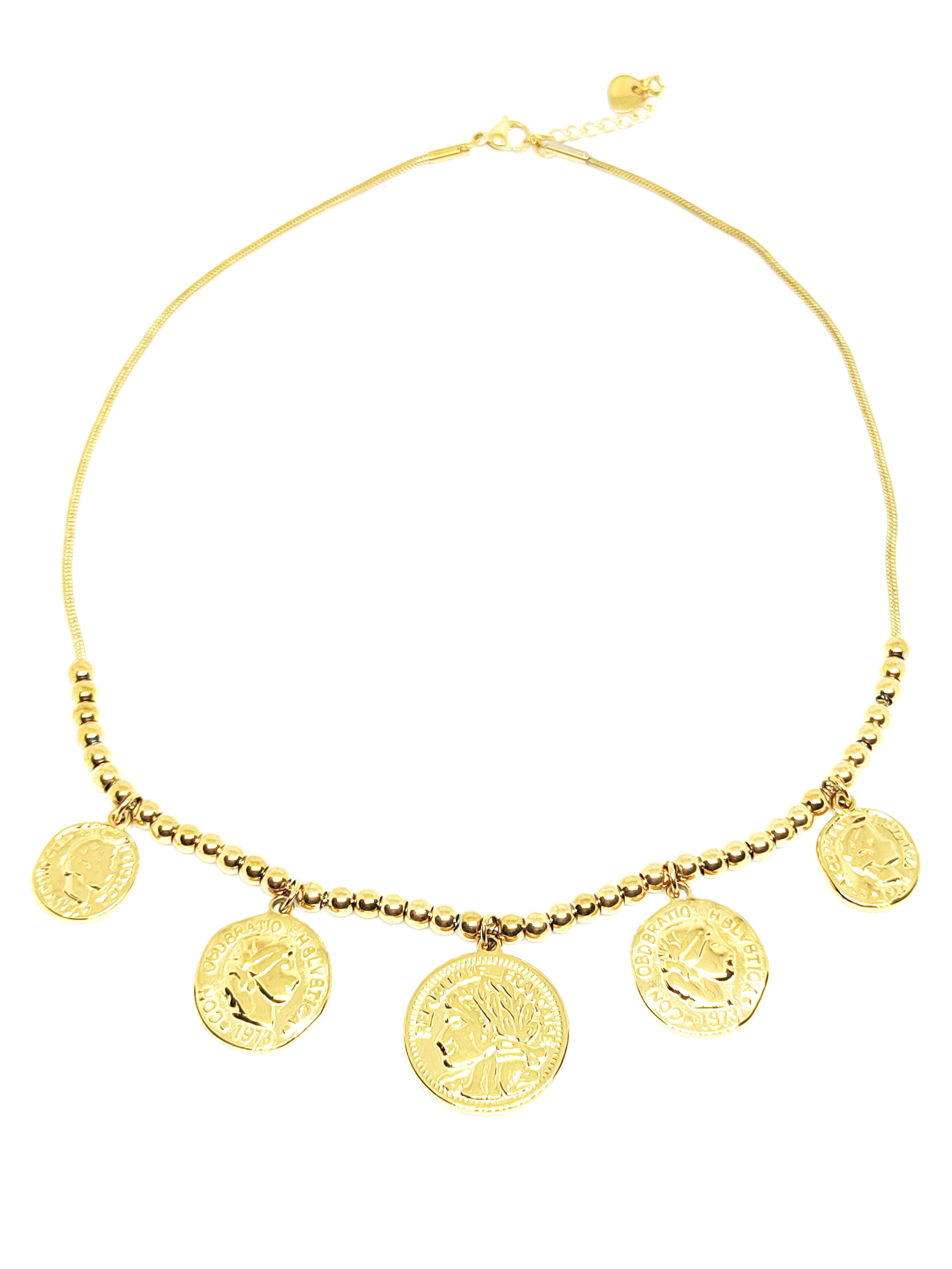 Collar monedas dorado de frente