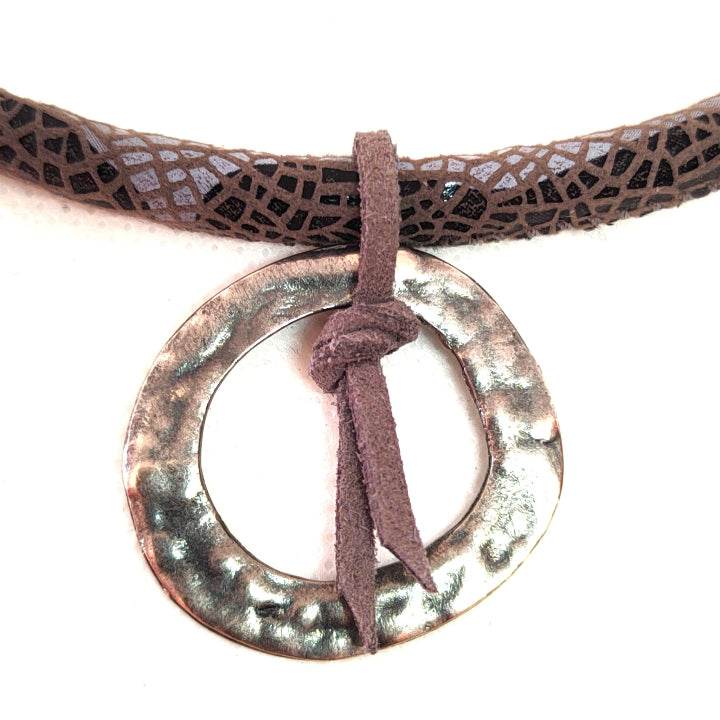 Collar cordón de piel y anilla - Evam Joies