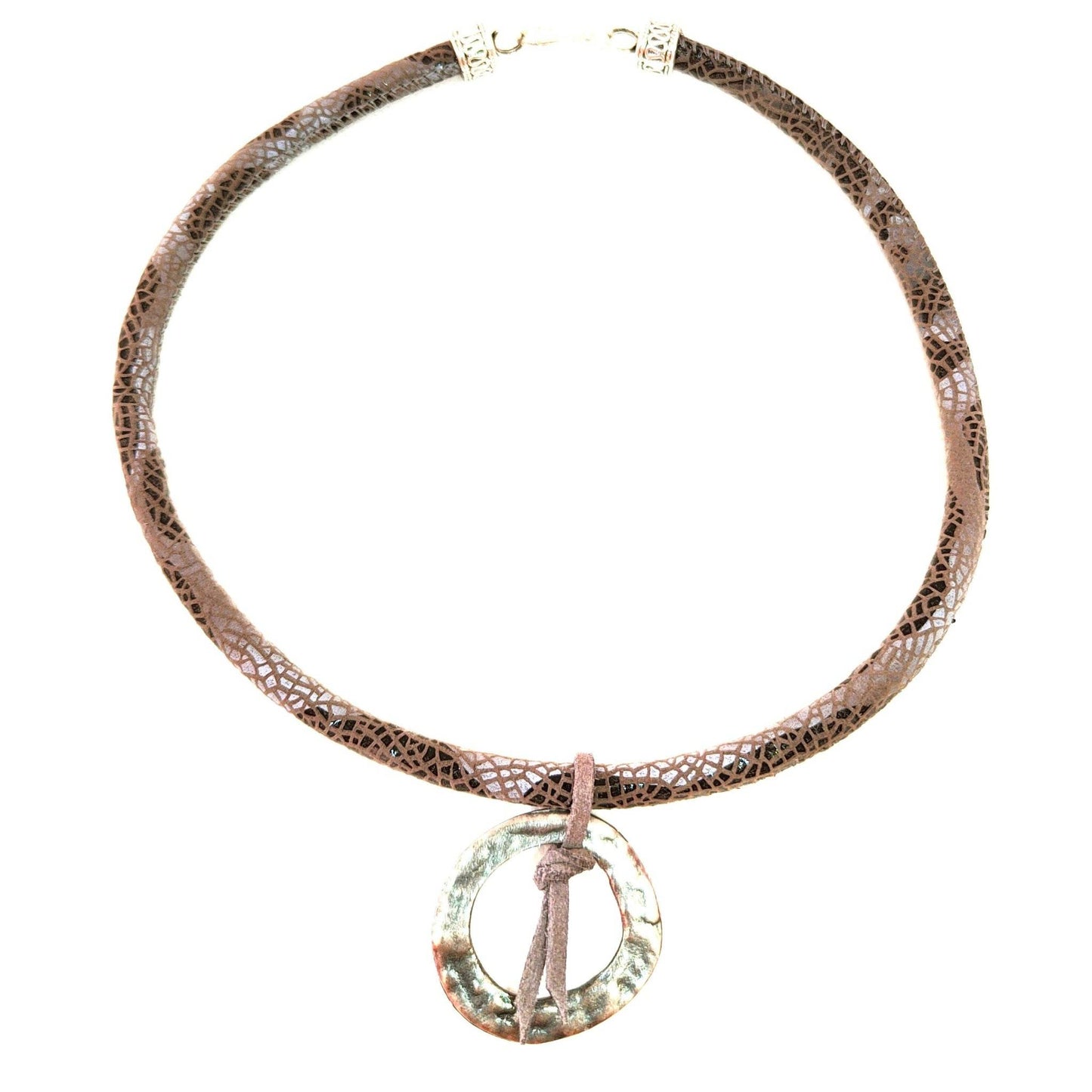 Collar cordón de piel y anilla - Evam Joies