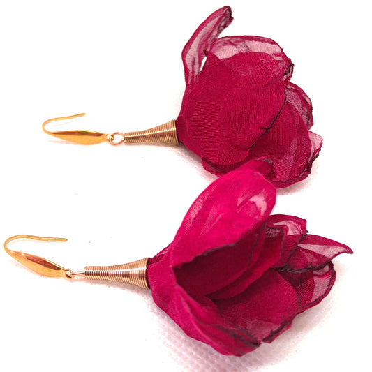 Pendientes flor de seda 8 colores - Evam Joies