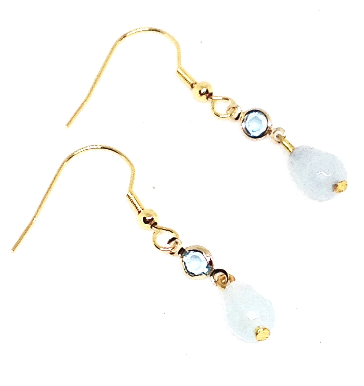 Pendientes largos de piedra ágata azul vistos de arriba