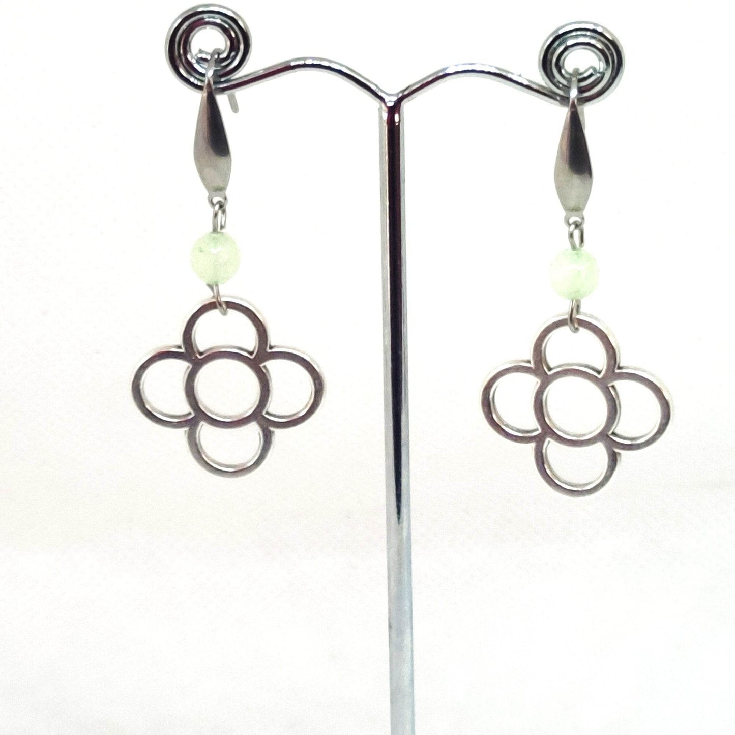 Pendientes largos flor panot plateados - Evam Joies