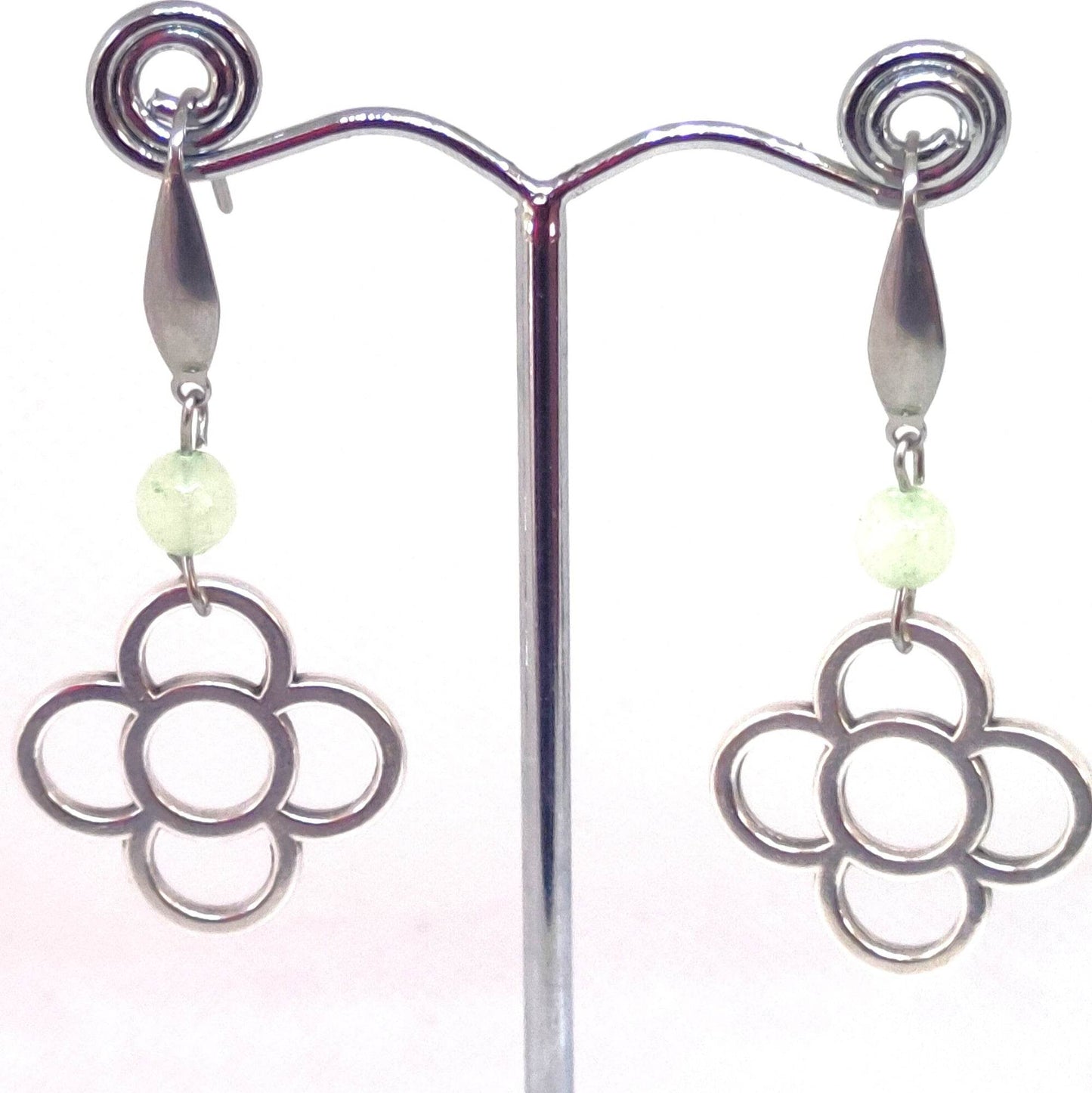 Pendientes largos flor panot plateados - Evam Joies