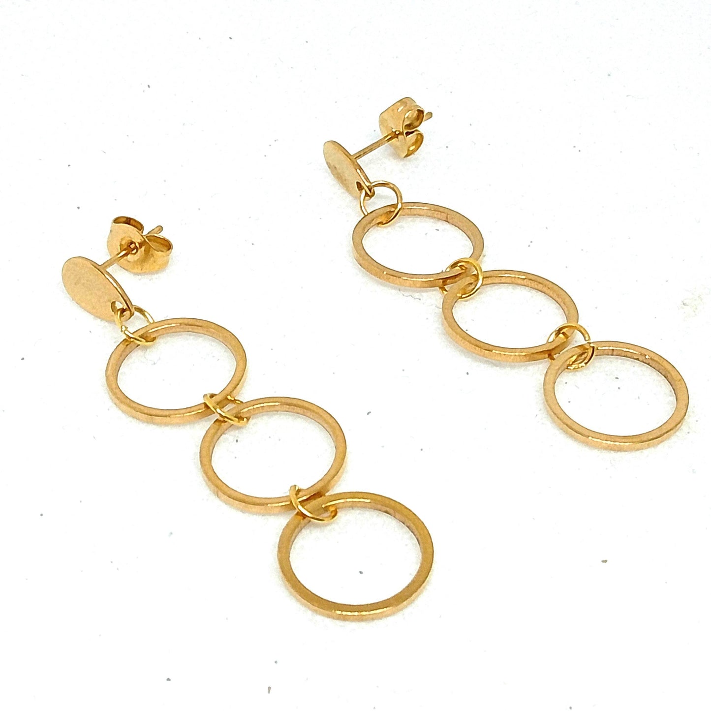 Pendientes largos aros dorados - Evam Joies