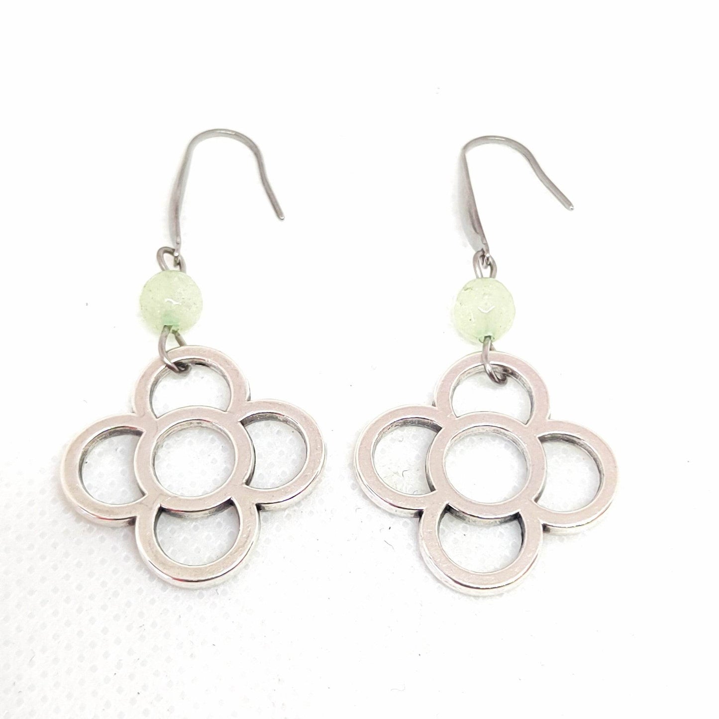 Pendientes largos flor panot plateados - Evam Joies