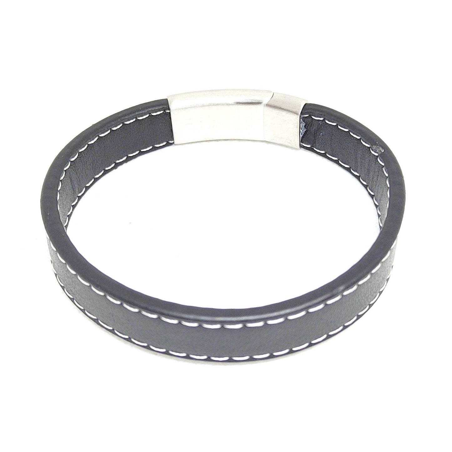 Pulsera de cuero y acero para hombre - Evam Joies