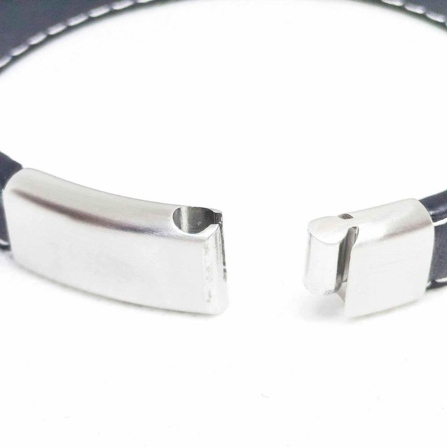 Pulsera de cuero y acero para hombre - Evam Joies