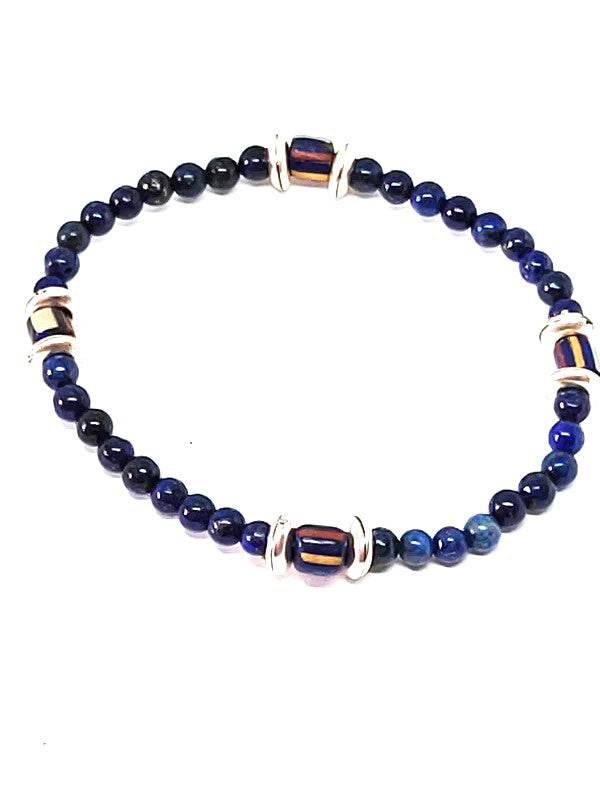 Pulsera de bolas hombre azul oscuro - Evam Joies