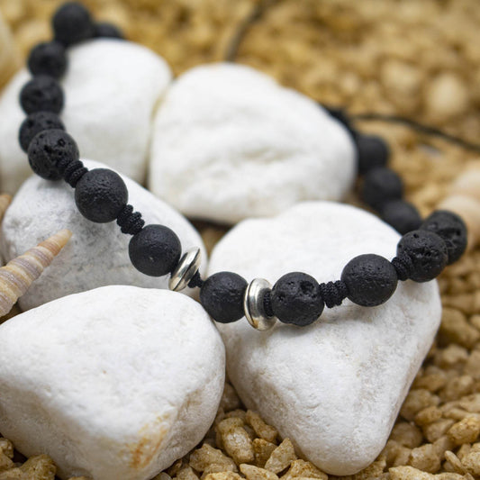 Pulsera hombre bolas negras - Evam Joies