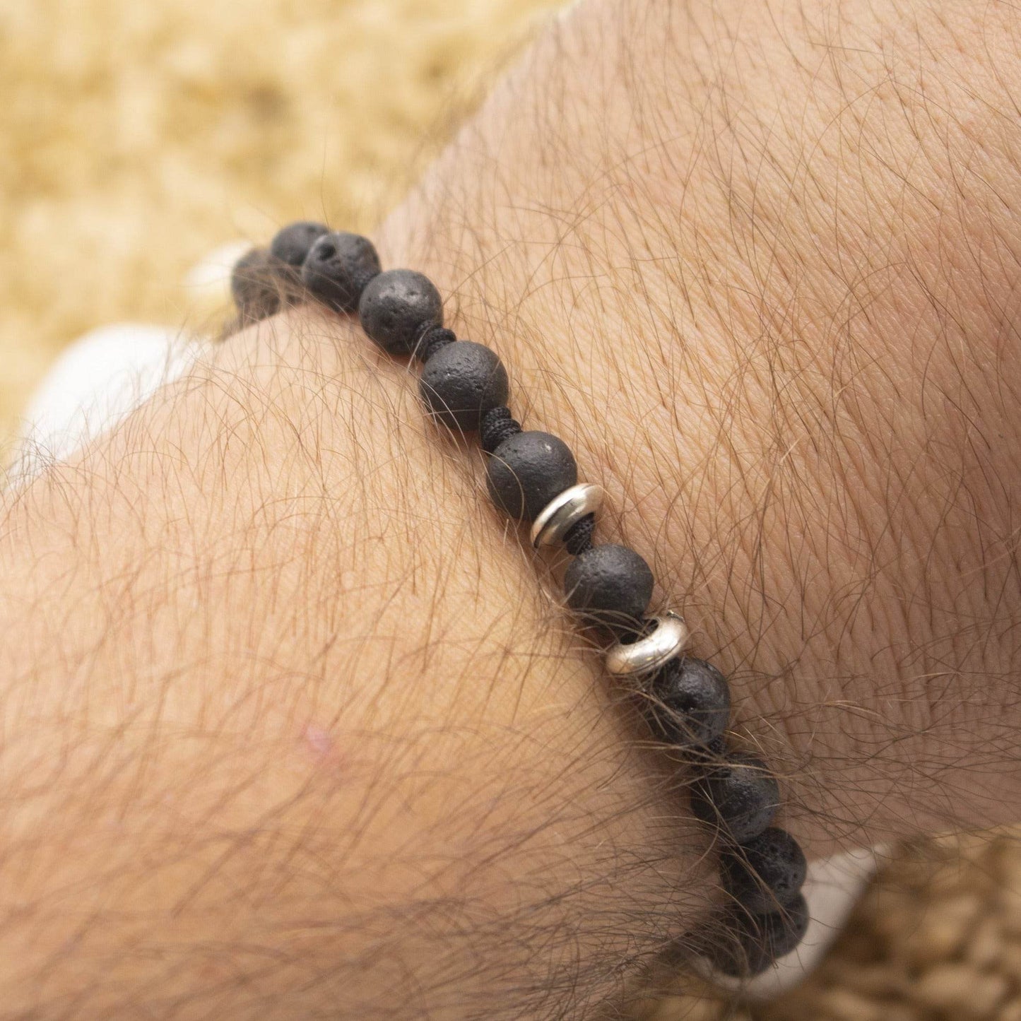 Pulsera hombre bolas negras - Evam Joies