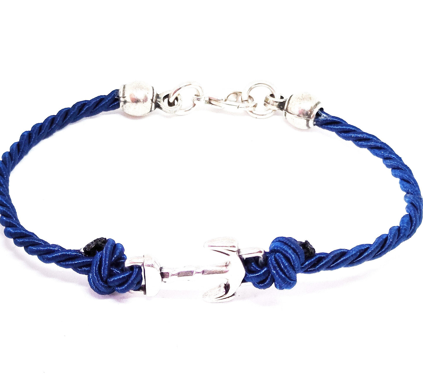 Pulsera hombre ancla con cordón azul