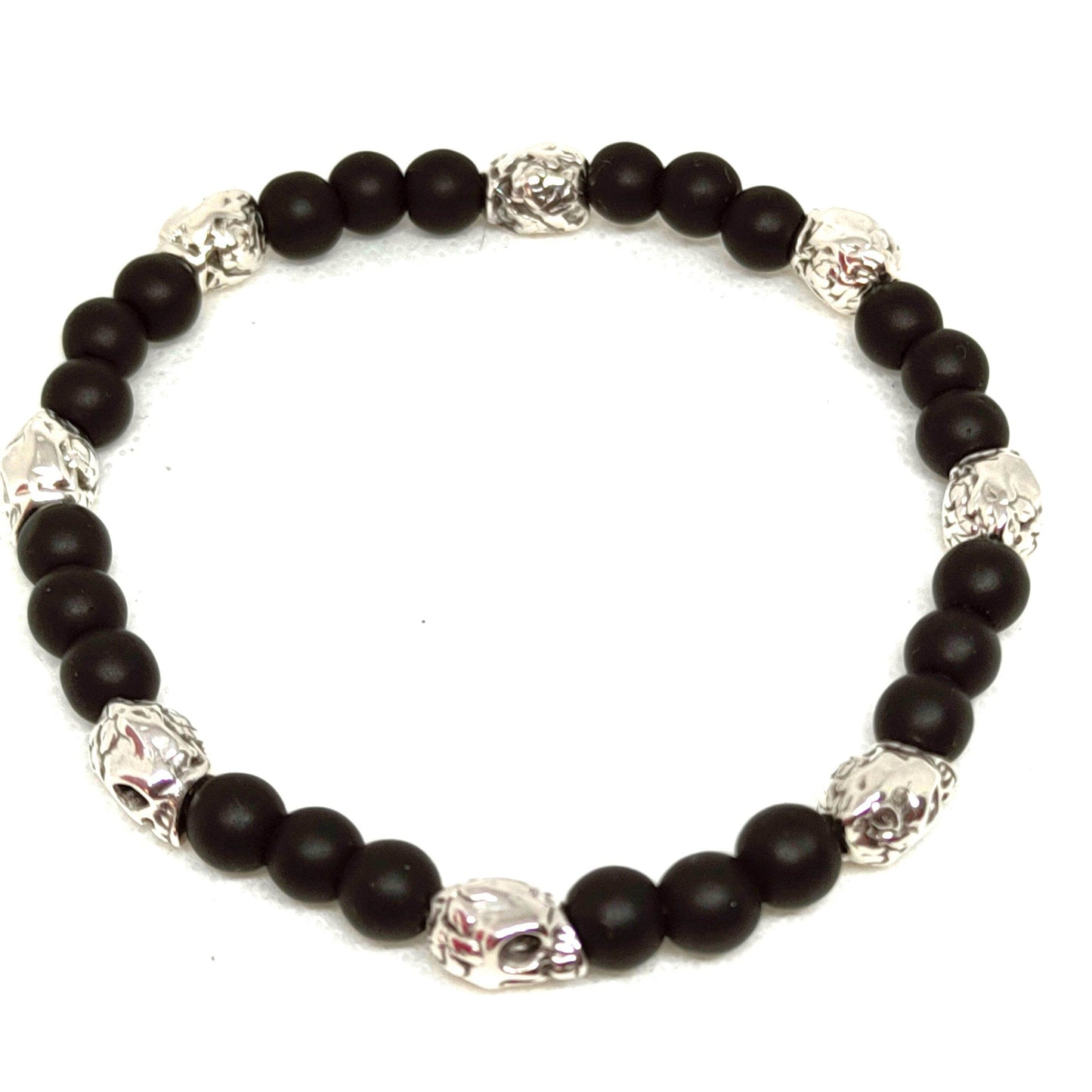 Pulsera hombre onix y calaveras - Evam Joies