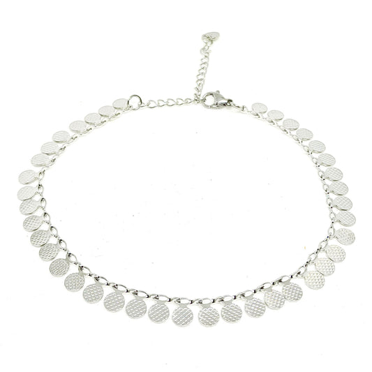 Tobilleras acero inoxidable monedas - Evam Joies