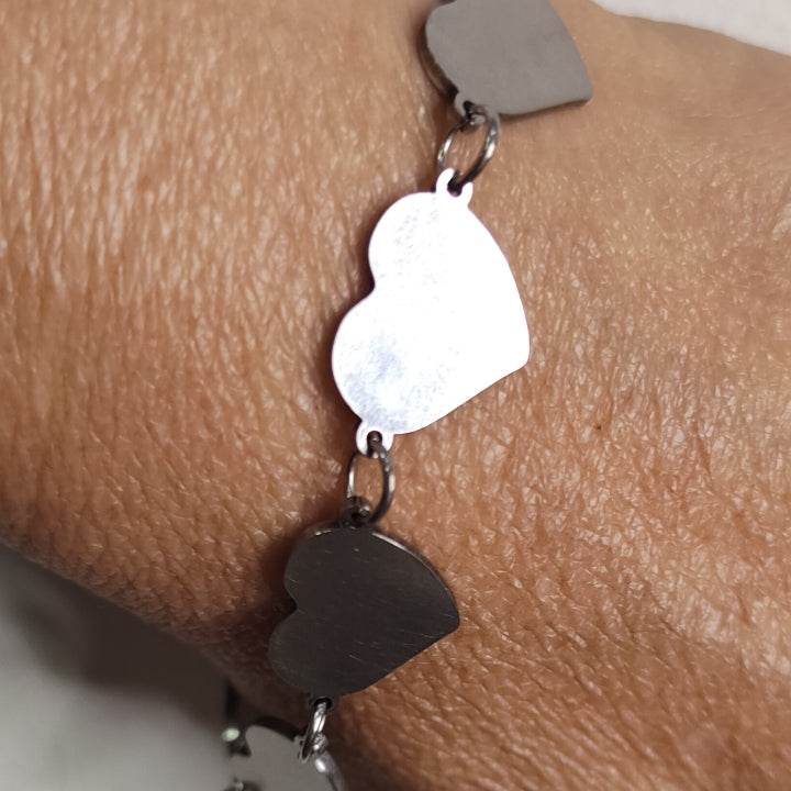 Pulsera corazones de acero - Evam Joies