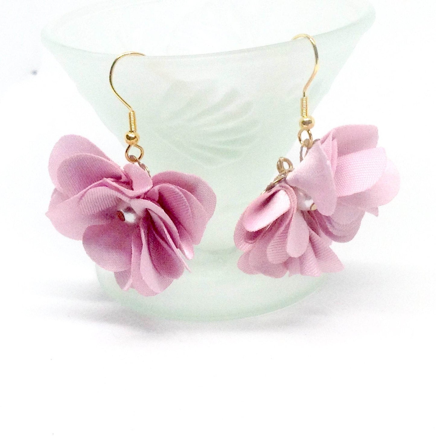 Pendientes flores de tela 7 colores - Evam Joies