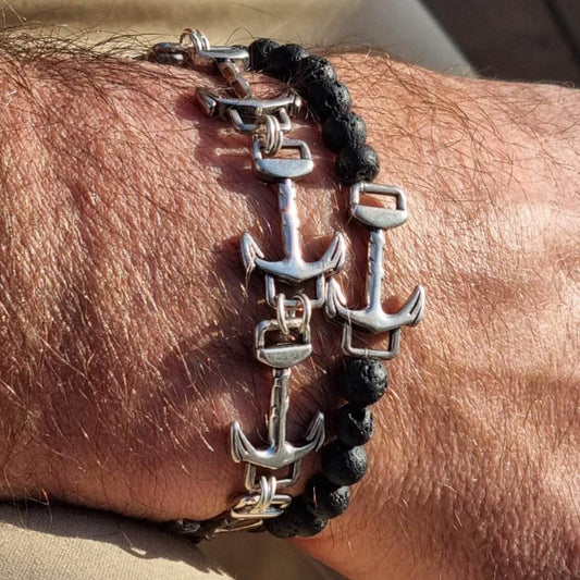 Pulsera bolas hombre ancla - Evam Joies