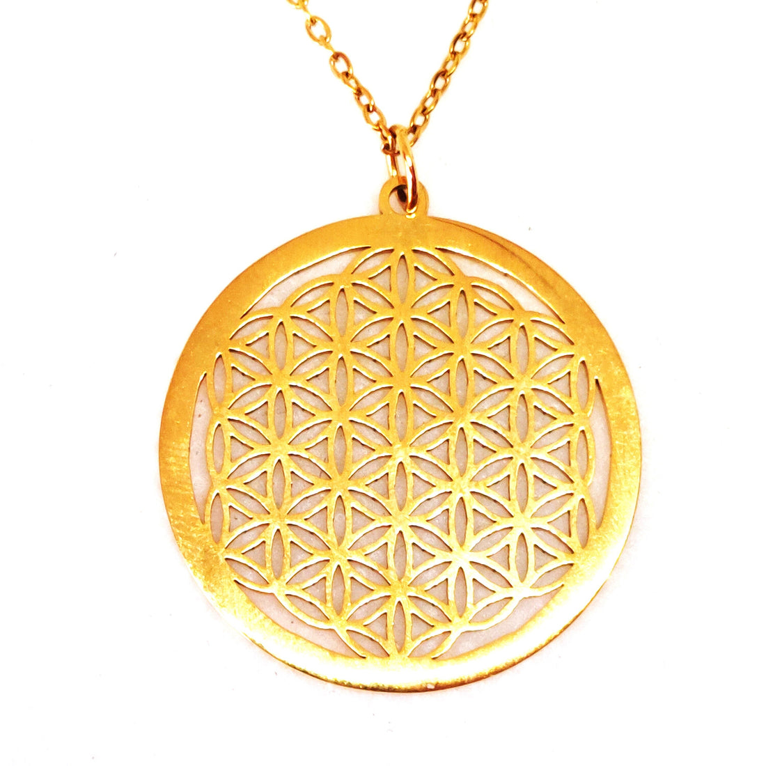 Colgante de la semilla de la vida de acero dorado