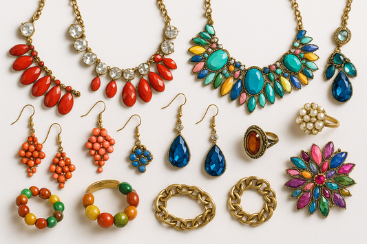 Collares, pendientes, anillos  de bisutería