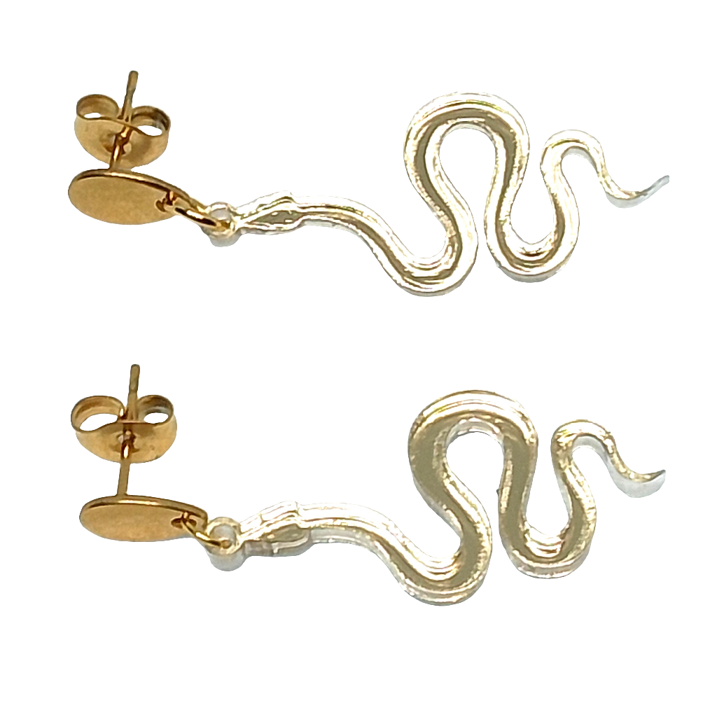 Pendientes de serpiente de metacrilato dorado estirados
