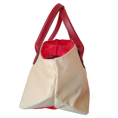 bolso crudo y rojo de lado