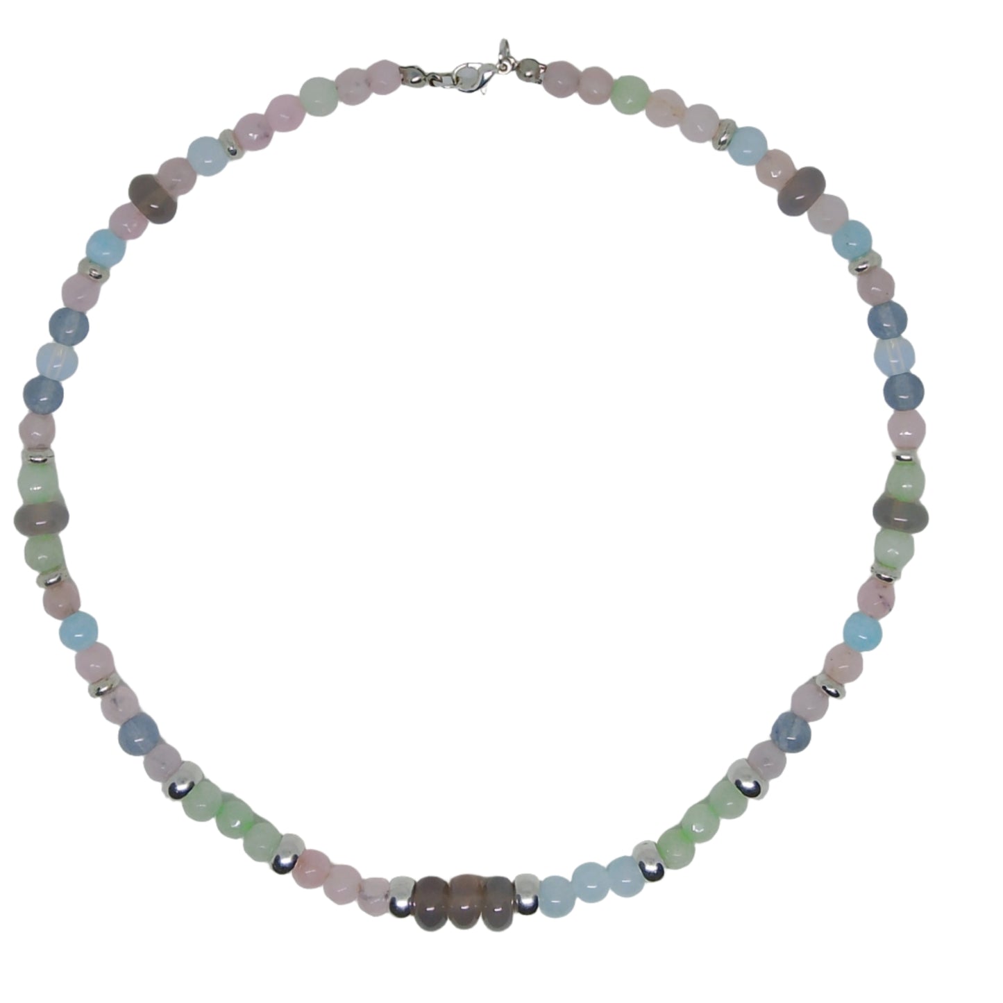 Collar corto de bolas de 4mm, de piedra natural en tonos pastel