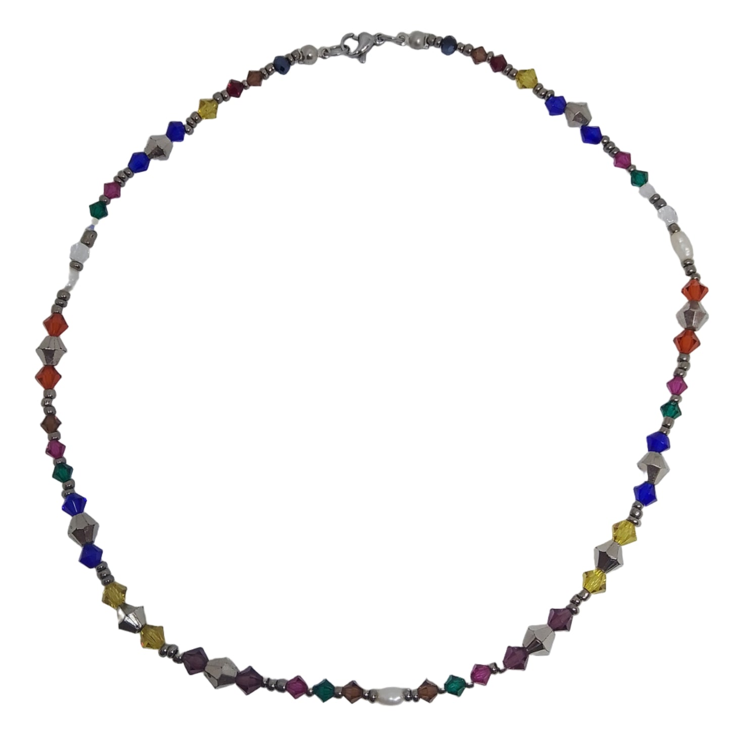 collar con cristales de colores  de frente