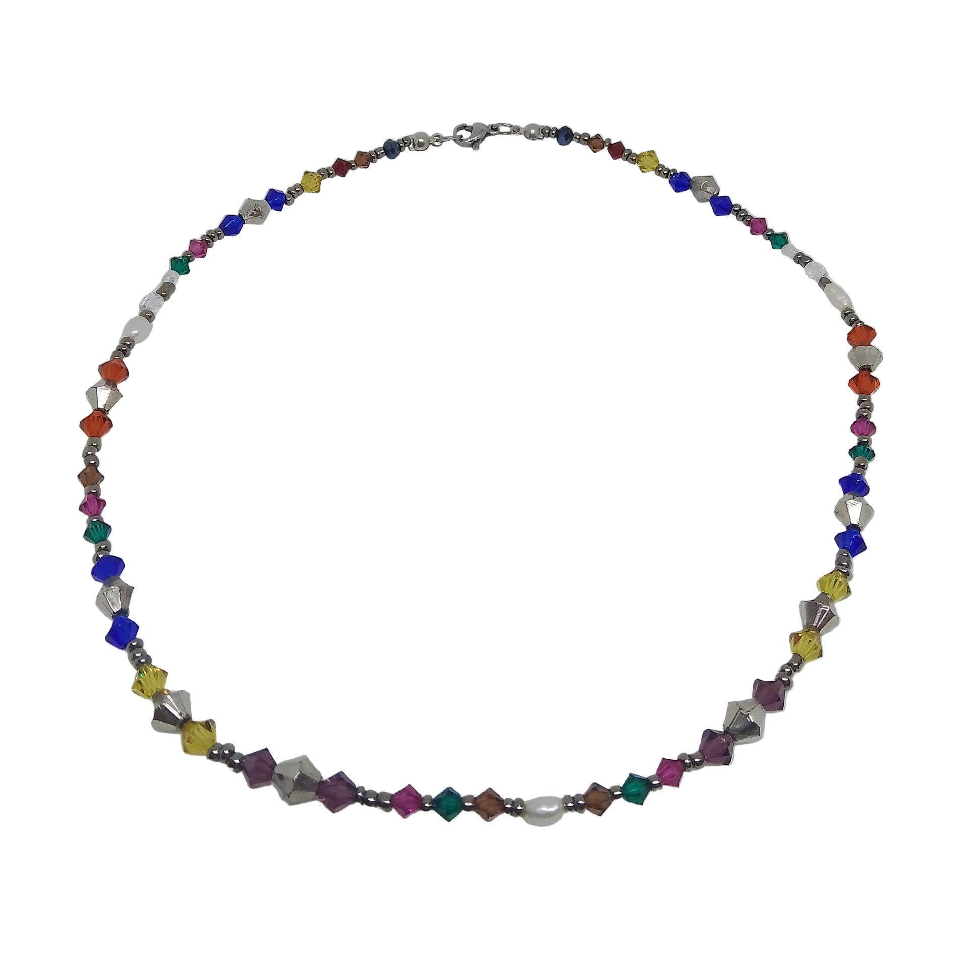 collar con cristales de colores  desde arriba