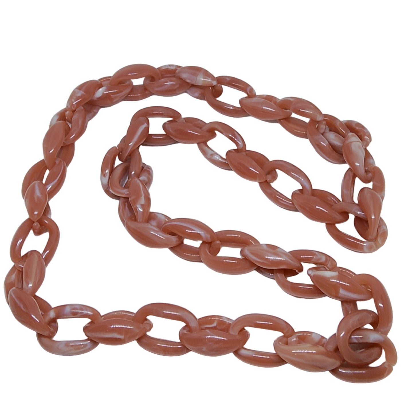 collar largo cadena acrílica rosado 