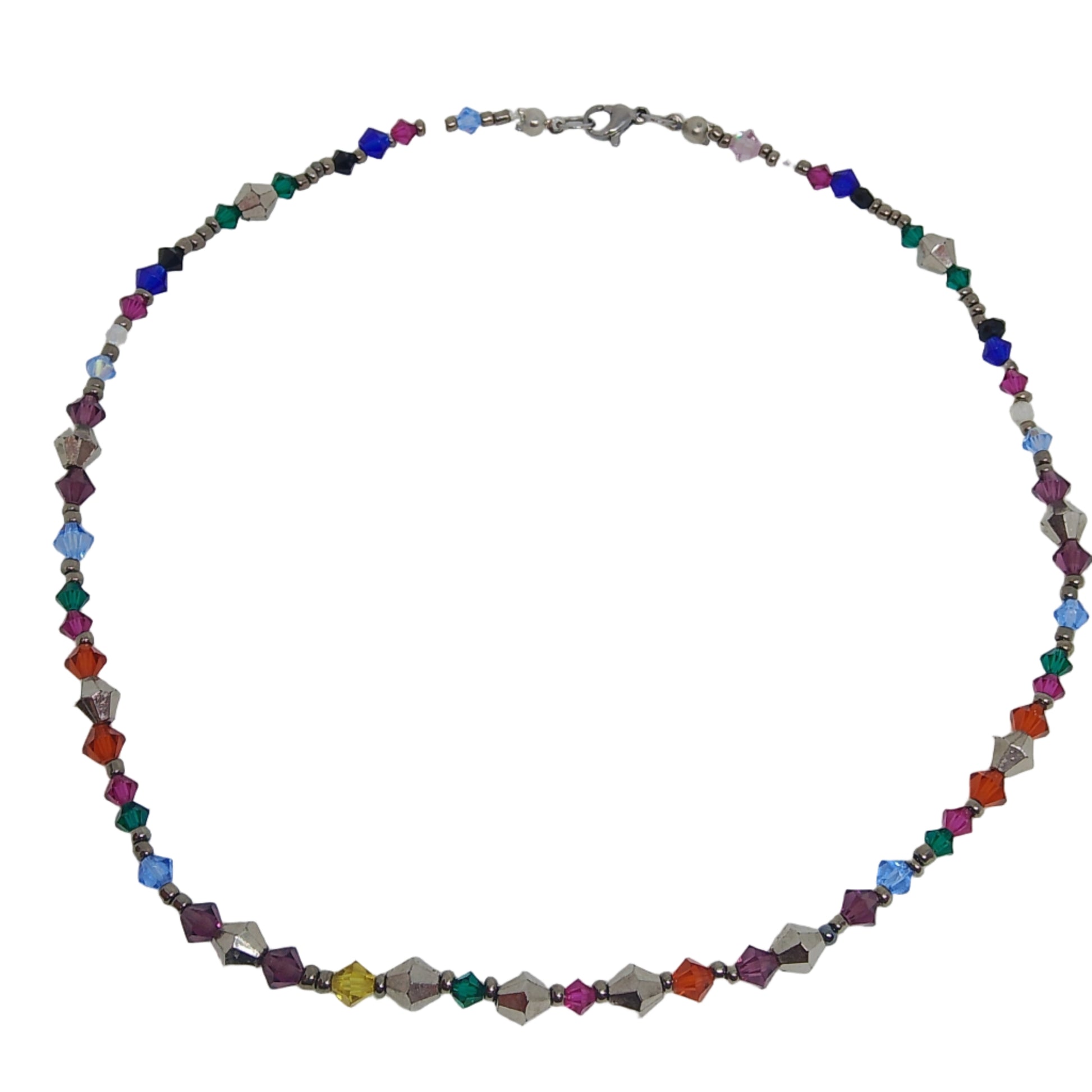 Collar de mujer elaborado con cuentas facetadas multicolor