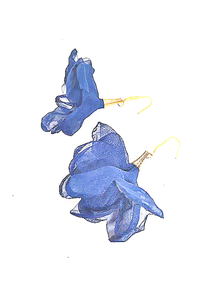endientes flor de seda azul oscuro