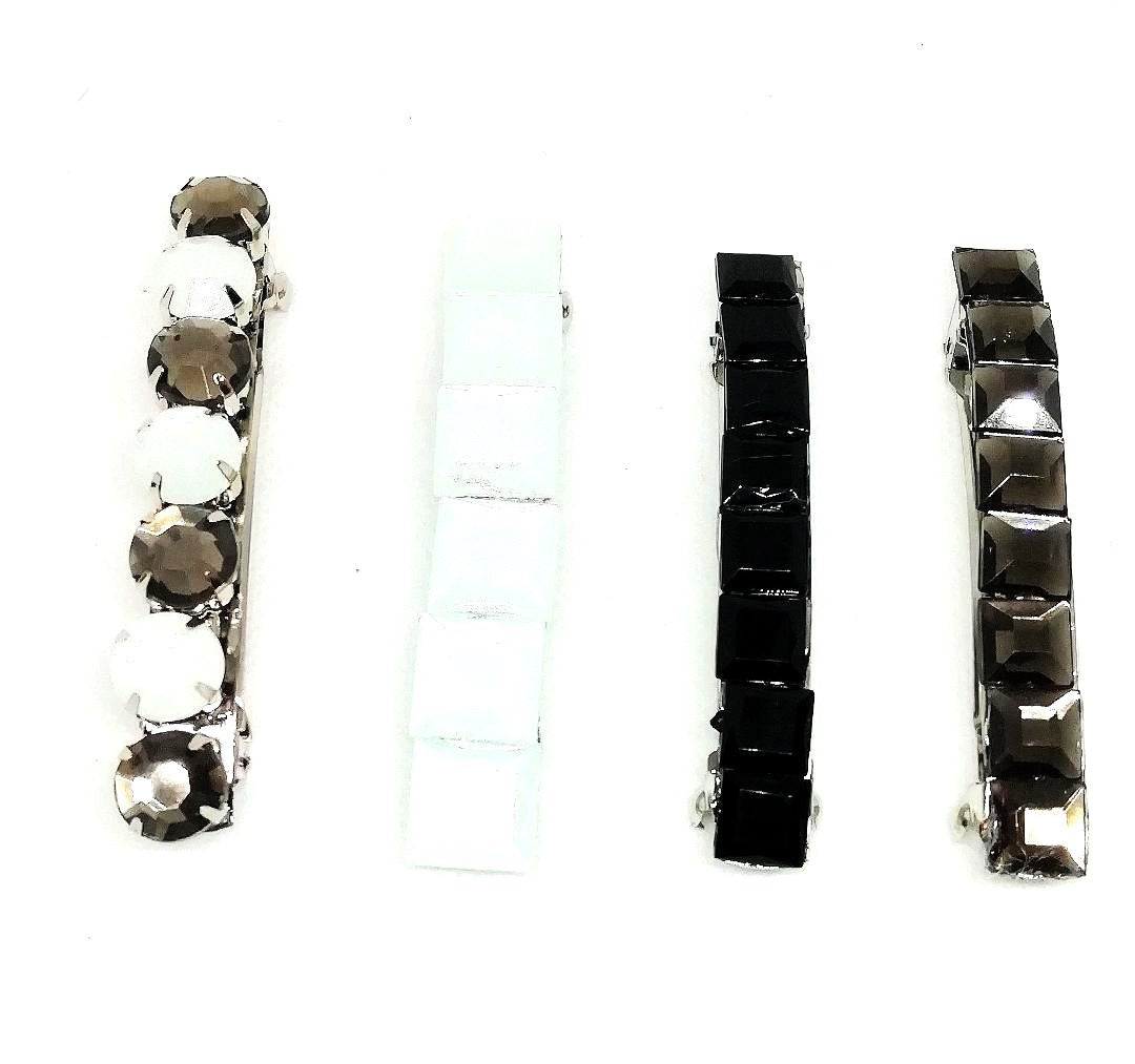 pasadores brilli pack de 4 unidades en blanco, gris, negro y combinados