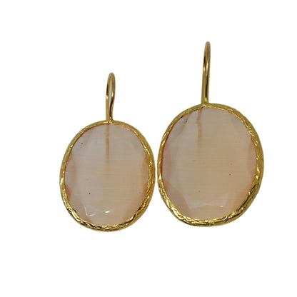 pendientes de piedra natural enmarcados y gancho en dorado