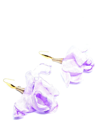 Pendientes flor de seda en color malva