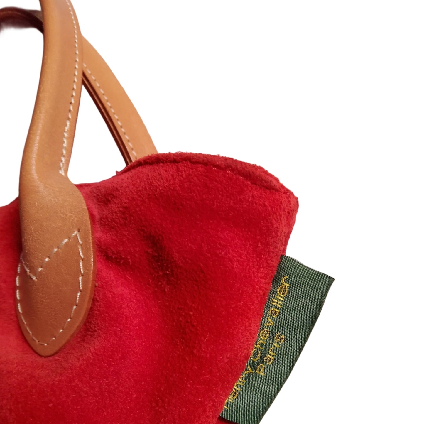 asa de piel color cameldel bolso rojo 