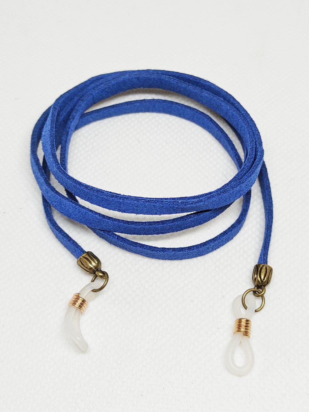 cordón para gafas de antelina azul
